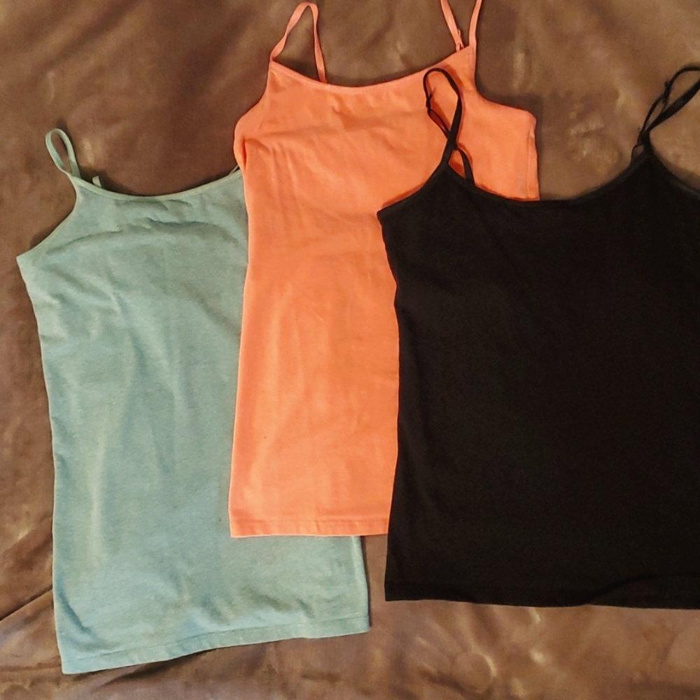 Tank tops- Black, Neon Coral, Light Blue